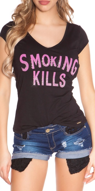 t-shirt smoking kills zwart